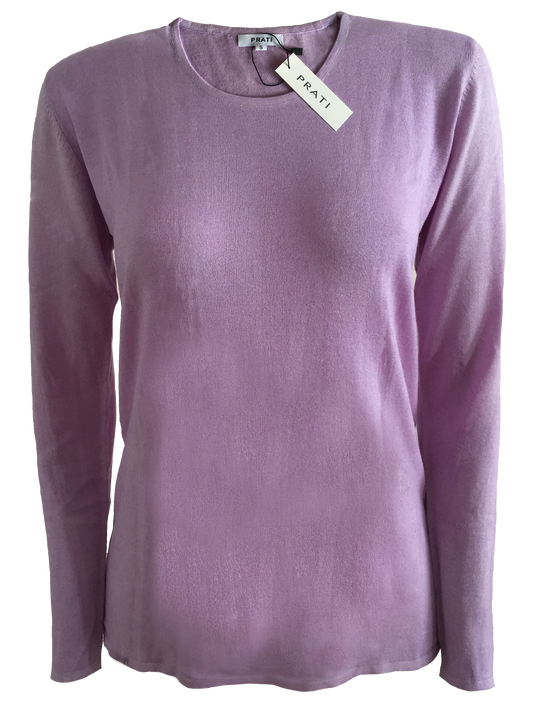 Cashmere Silk crew neck sweater t shirt lilac