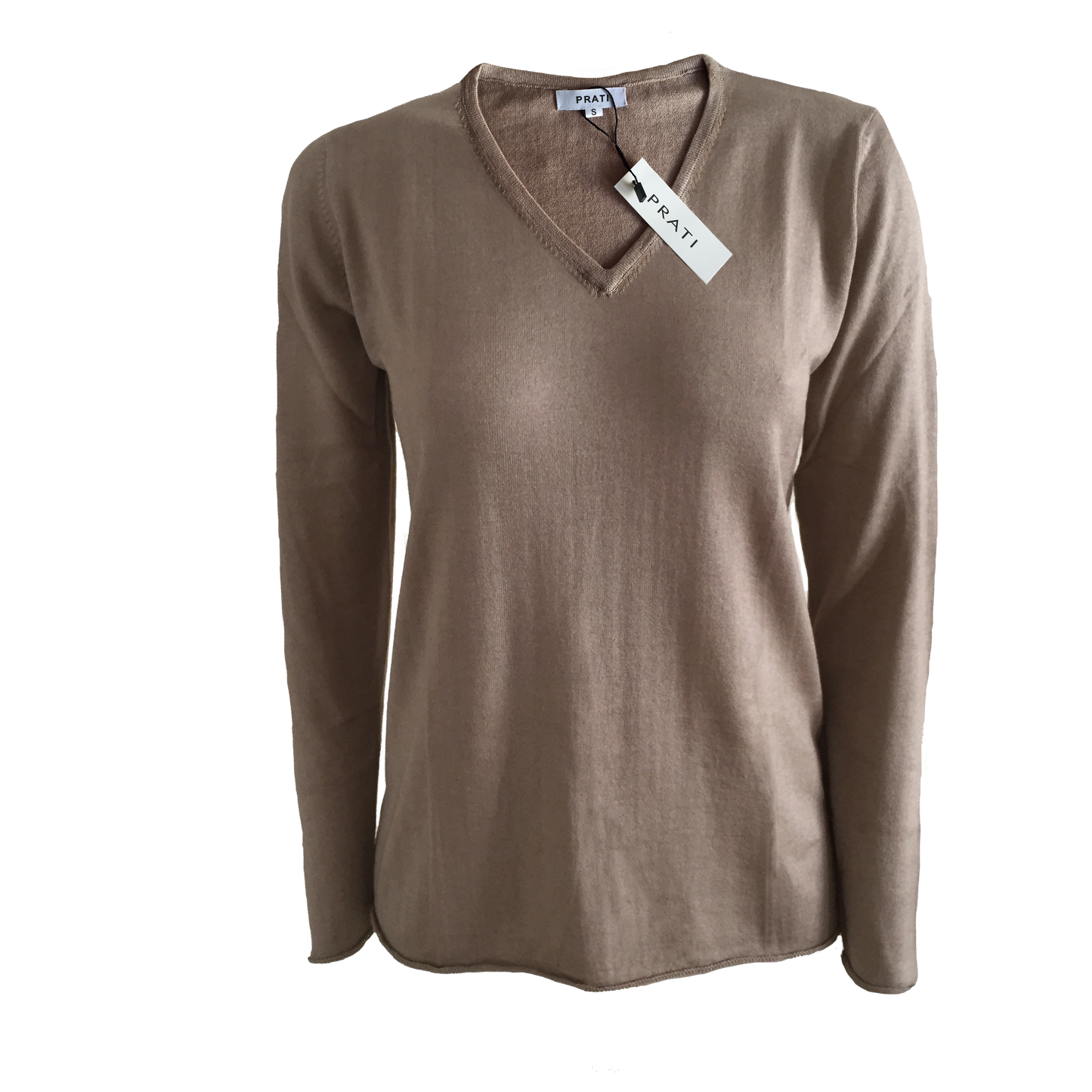 Cashmere silk V neck t shirt sweater beige