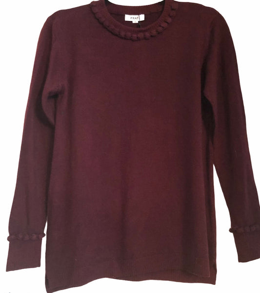 Cashmere pom pom sweater bordeaux